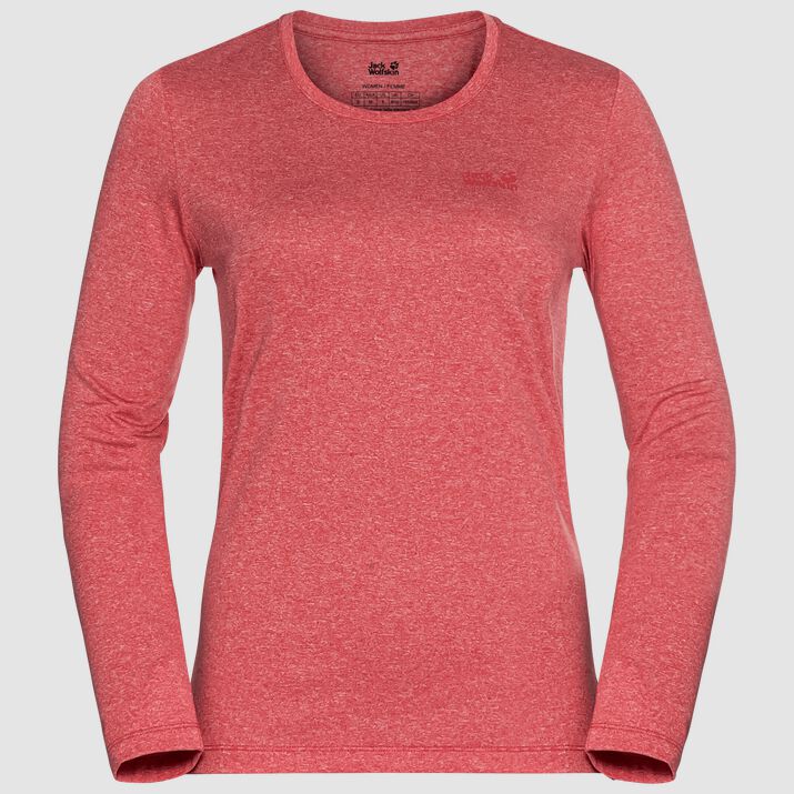 Camiseta Manga Larga Jack Wolfskin Sky Thermal Mujer Coral Rojos Mexico-6253179